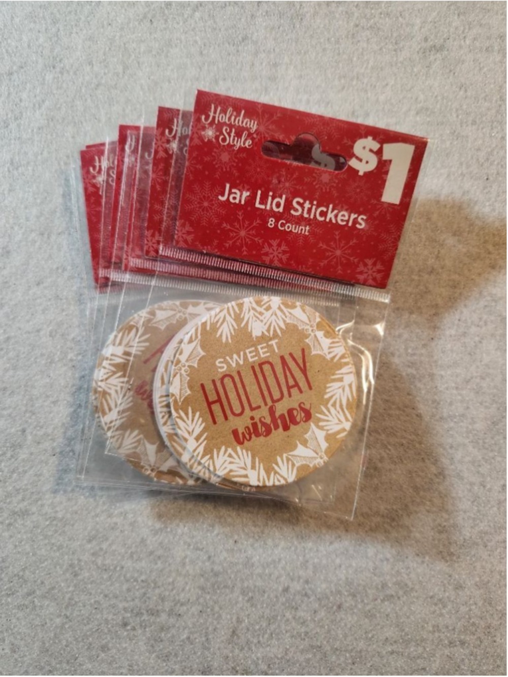 Lot of 10 Holiday Style Holiday Decor Brown Red Jar Lid Stickers, 8 per pack